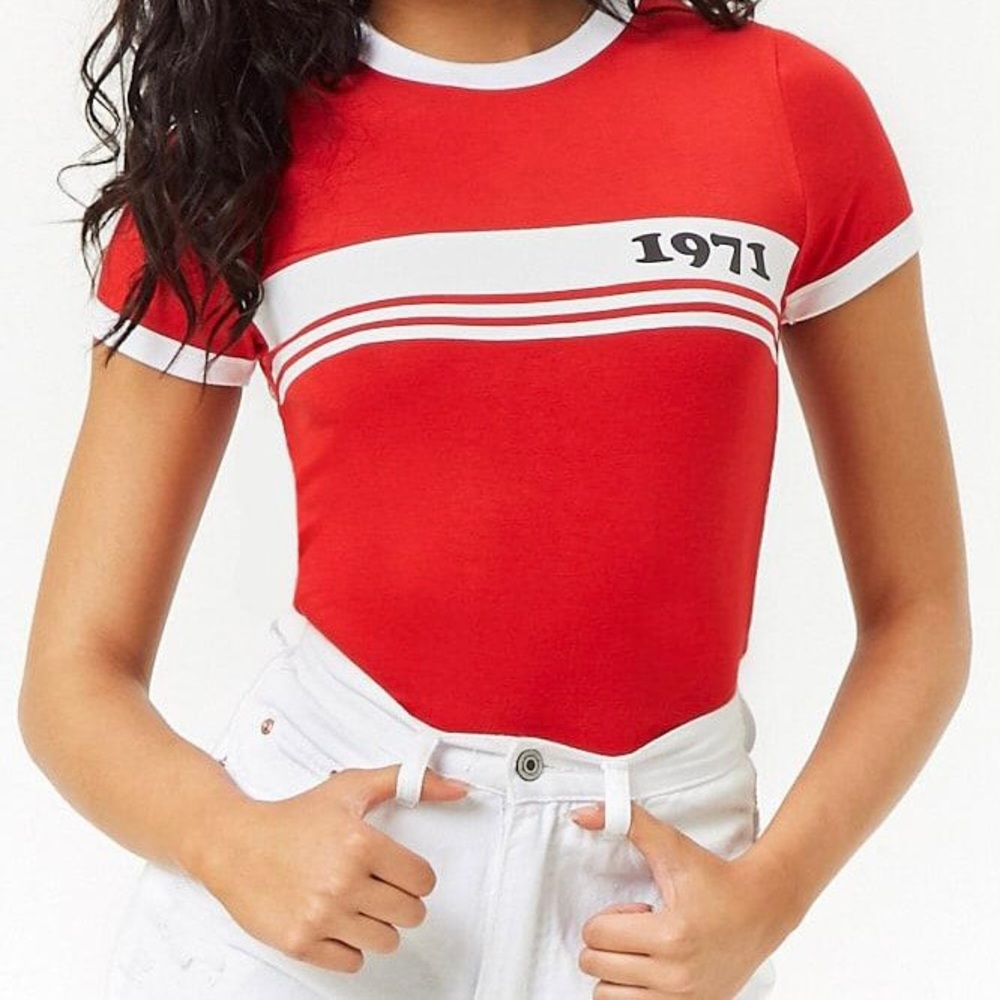 Forever 21 Red and White 1971 Ringer T-Shirt - Picture 5 of 5